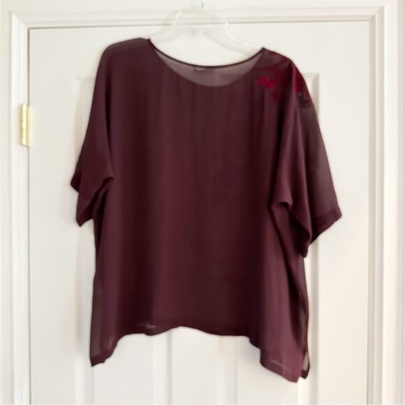 DRIES VAN NOTEN Maroon Sheer Floral Embroidered Silk Blouse Top Shirt NWT 42 - Picture 5 of 13